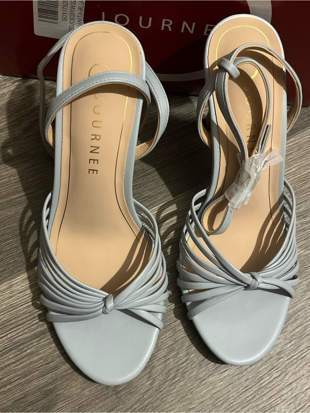 Journee Collection Women's Pale Blue Knotted Strappy Heels